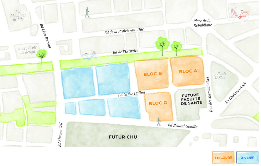 Plan des commerces disponibles République - ile de Nantes (Samoa x Groupe Chessé)