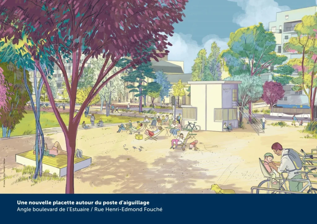 Angle boulevard de l'Estuaire / Rue Henri-Edmond Fouché. Jardins de l’Estuaire.. Nantes (Loire-Atlantique) © Louise Le Marc'hadour / Samoa