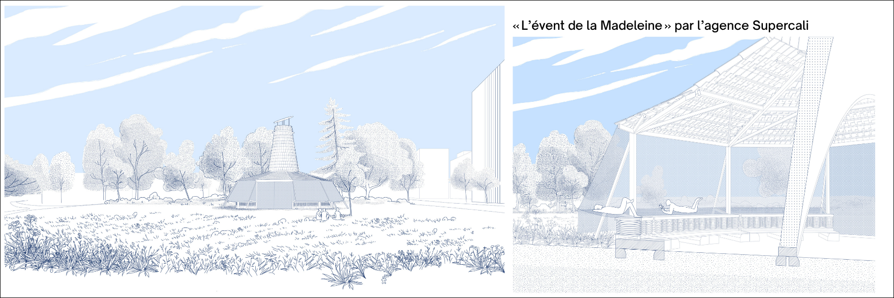 Appel à concept Nantes x Recife - Refuge climatique urbain. Mention spéciale pour l'agence Supercali et son concept "L'évent de la Madeleine".